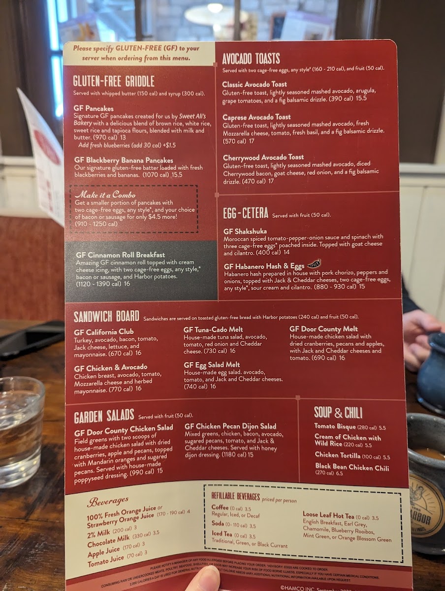 Egg Harbor Cafe gluten-free menu