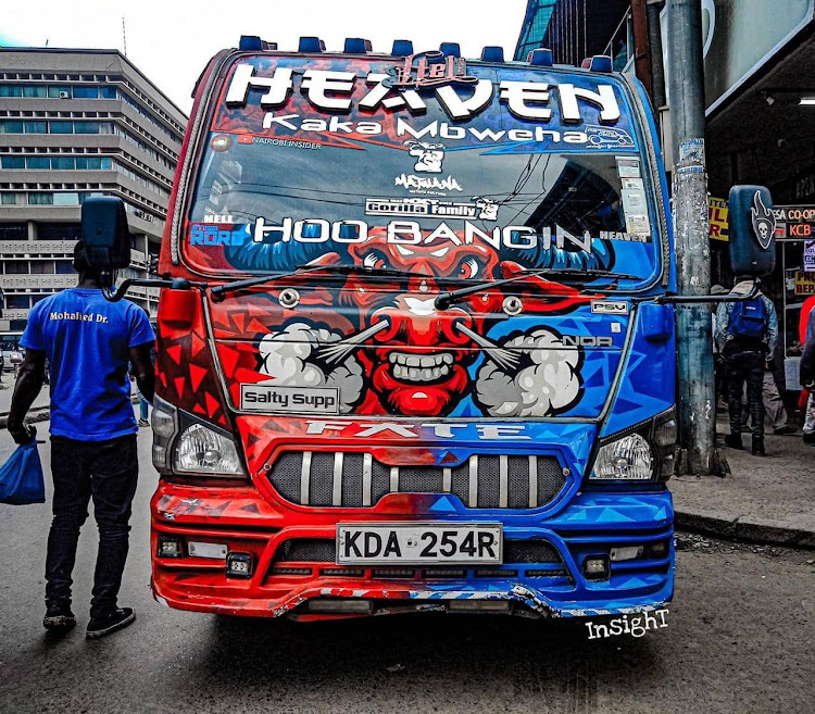 The 'Hell Heaven' matatu that plies route 35/60 in Nairobi.