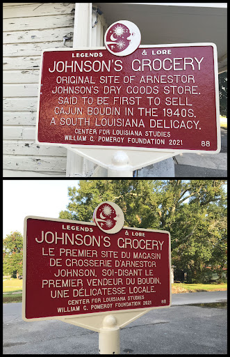 EnglishOriginal site of Arnestor Johnson's Dry Goods Store. Said to be the first to sell Cajun boudin in the 1940s. A south Louisiana delicacy.FrenchLe premier site du Magasin de Grosserie...