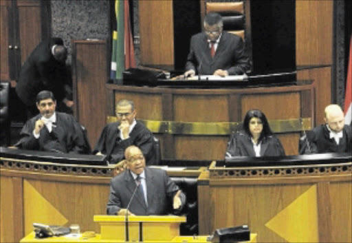 AGAINST THE ROPES: President Jacob Zuma addresses the Parliamentary Replies Session at the National Assembly in parliament, Cape Town, yesterday. Photo: Siyabulela Duda