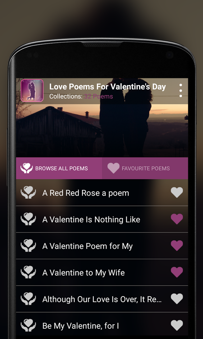 Android application Love Poems For Valentine Day screenshort