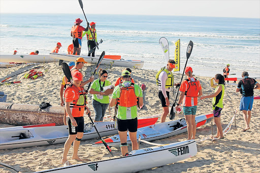 THE WAVES BECKON: Paddlers at the start of last year’s Pete Marlin race Picture: SUPPLIED