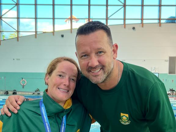 Kat Swanepoel and her coach Theo Verster. Picture: Supplied