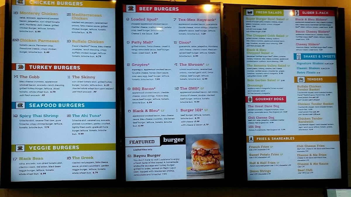 Burger 21 gluten-free menu