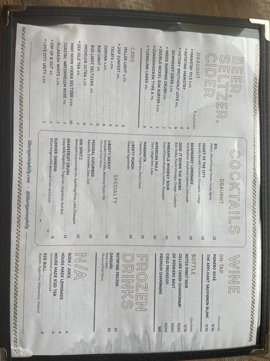 Liberty Point gluten-free menu