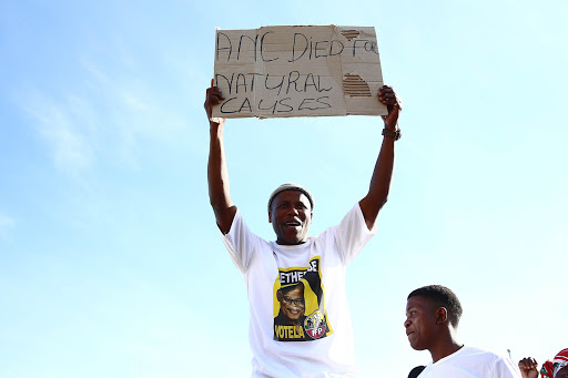 IFP supporter celebrates the ANCs loss in Nquthu.