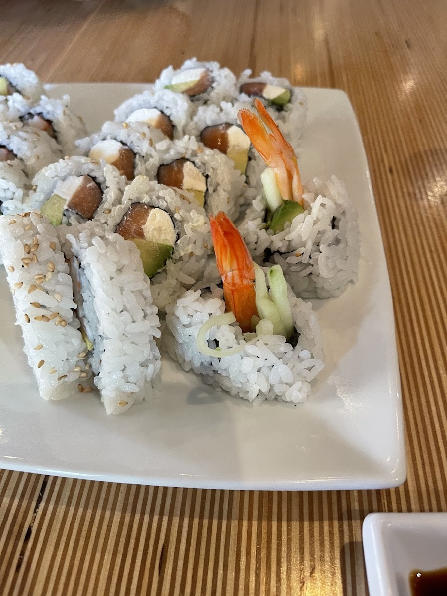 Shrimp roll and Salmon roll