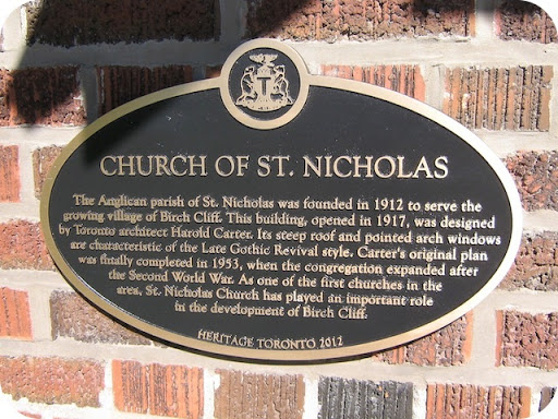 The Anglican parish of St. Nicholas was founded in 1912 to serve the growing village of Birch Cliff. This building, opened in 1917, was designed by Toronto architect Harold Carter. Its steep roof...
