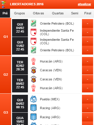 Android application Libertadores 2016 screenshort