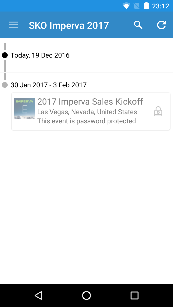 Android application 2017 Imperva Sales Kickoff screenshort