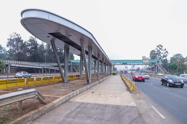 One of the completed Bus Rapid Transit stations on Thika Superhighway