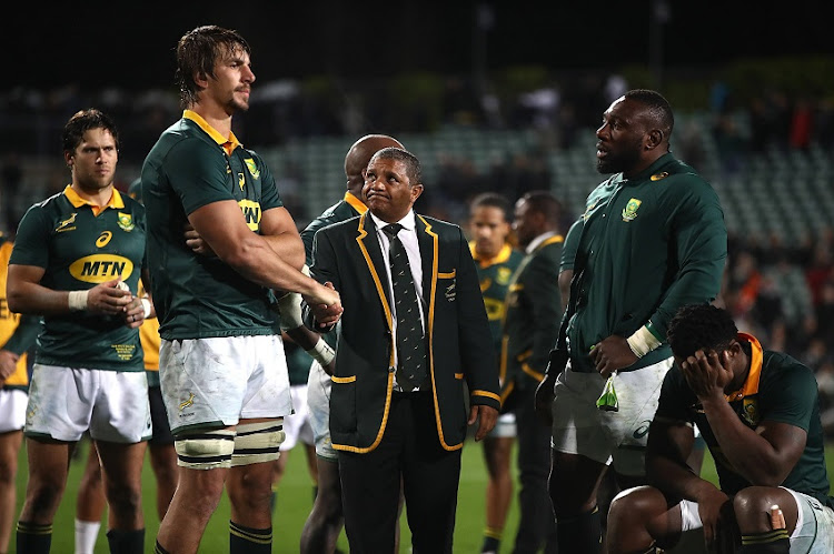 Springboks looking dejected after defeat to All Balcks in Australia.