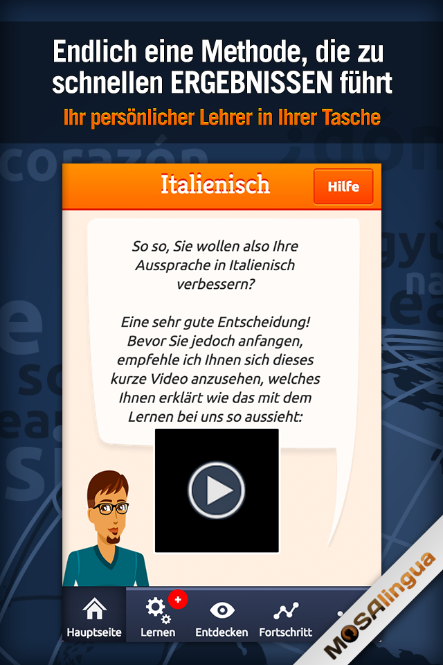 Android application Learn Italian with MosaLingua screenshort