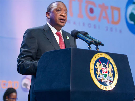 President Uhuru Kenyatta at the TICADVI. He is expected to start a three-day tour to the coast on Wednesday. /PSCU