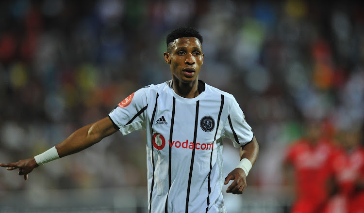 Vincent Pule of Orlando Pirates during the Absa Premiership match between Highlands Park and Orlando Pirates on 29 October 2019 at Makhulong Stadium.