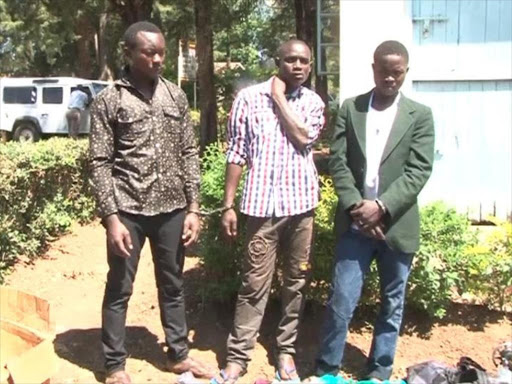 The three suspected robbers who were arrested in Bungoma, August 12, 2016. /BRIAN OJAMAA