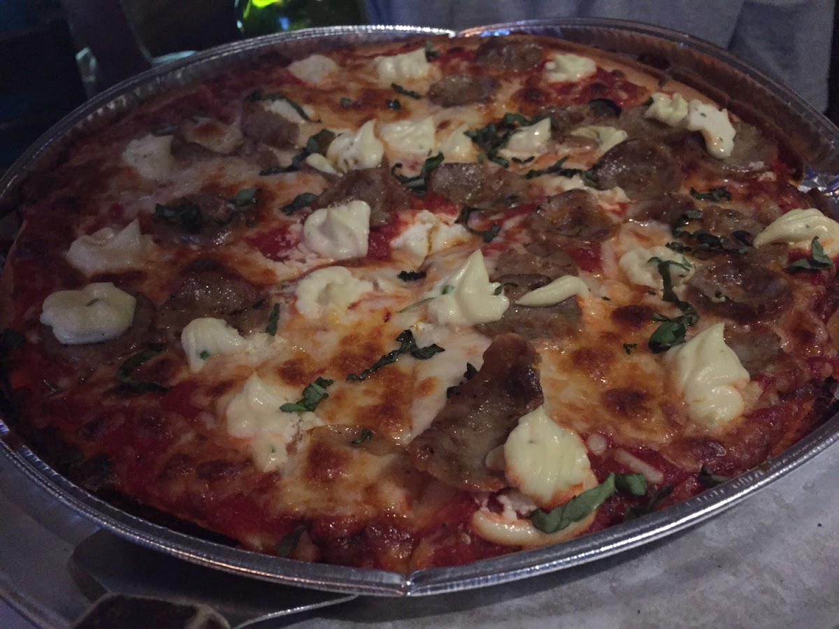 Sausage and ricotta pizza at Beneventos in Boston.