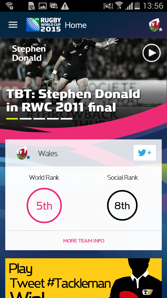 Android application Official Rugby World Cup 2015 screenshort