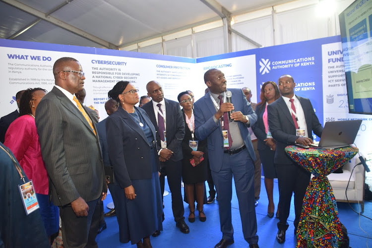 Chief Justice Martha Koome with ICT CS Eliud Owalo and other officials during the start of the two-day conference of Network of Data Protection Authorities in Africa on May 7, 2024.