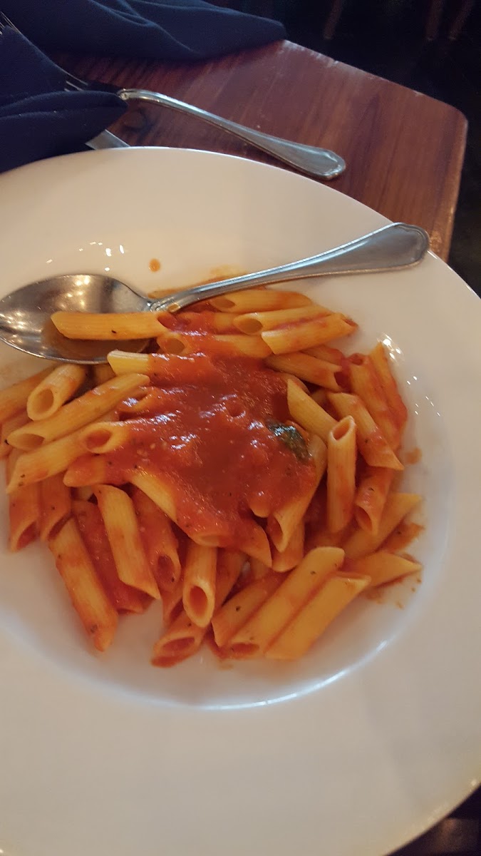 Penne pasta (GF) with regular marinara