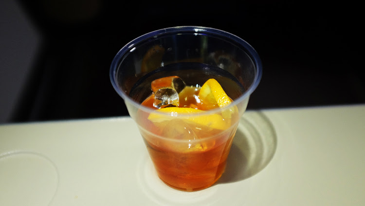 The old fashioned we stirred up on a plane.