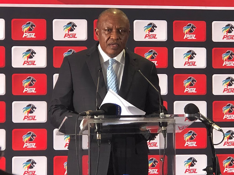 Premier Soccer League Charmain Dr Irvin Khoza addressing the media at PSL headquarters in Parktown on Tuesday.