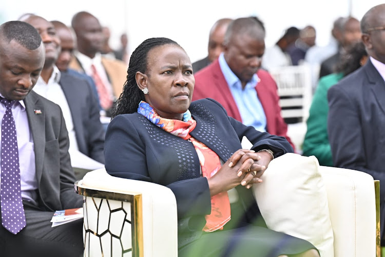 TVETs PS Esther Muoria during the celebrations to mark 100 years of TVET at the Kabete National Polytechnic on April 26, 2024