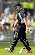 Jesse Ryder leaves the field after being dismissed for a duck during the second ODI between New Zealand and South Africa at Napier on Wednesday Picture: HAGEN HOPKINS/GALLO IMAGES
