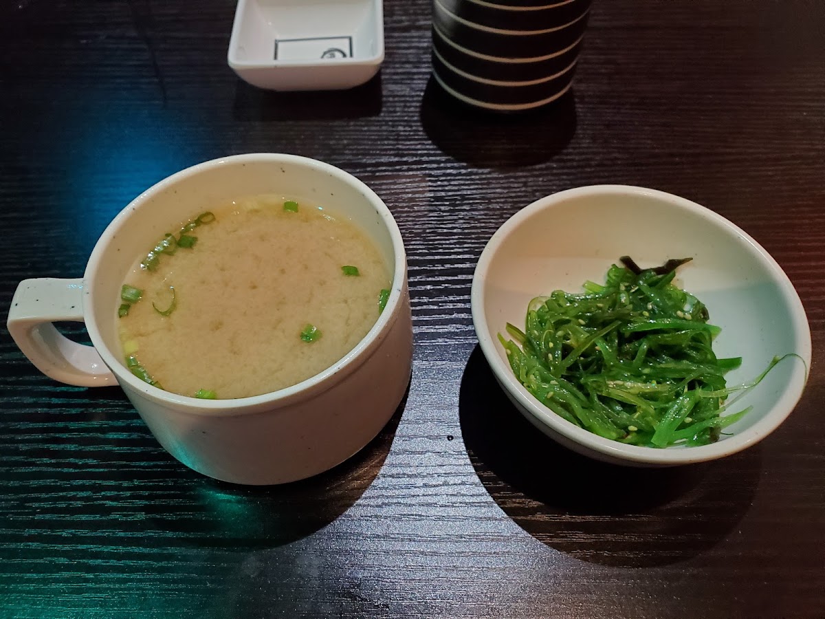 Miso soup and seaweed salad