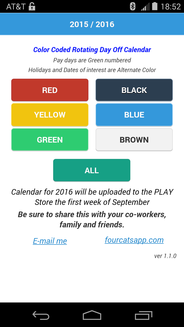 Android application 2016 USPS Carrier Calendar screenshort