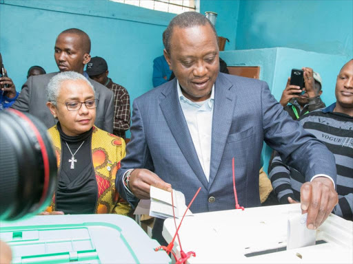 President Uhuru Kenyatta when he cast his vote./PSCU