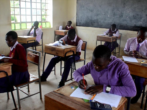 Candidates at Mitoto Secondary School sit for their KCSE exams, November 7, 2017. /CORAZON WAFULA