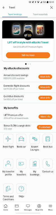 New and enhanced eBucks Travel benefits can be accessed via the FNB app.