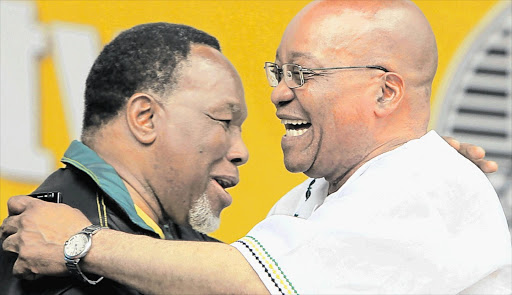 Deputy President Kgalema Motlanthe, left, shares a moment with President Jacob Zuma. File photo.