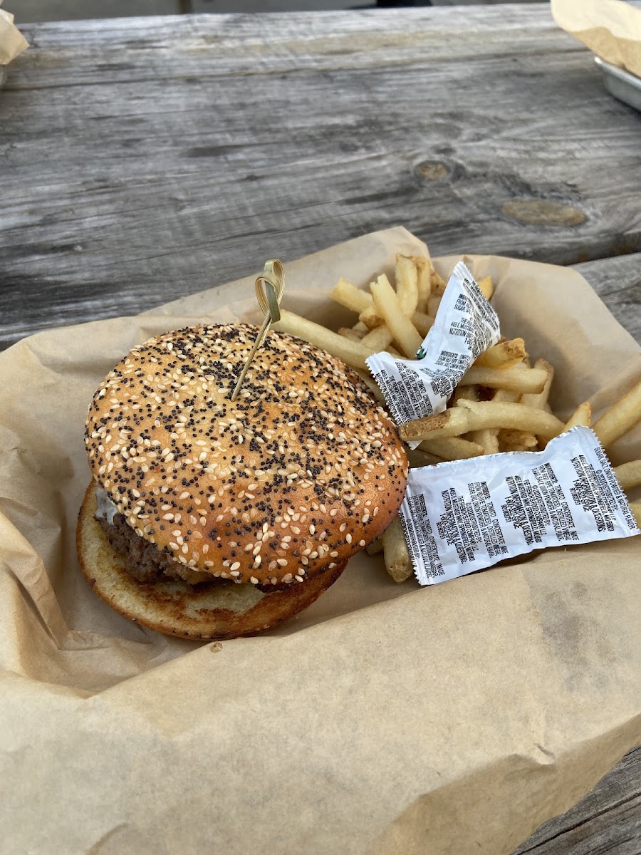 Burger with gluten free buns.