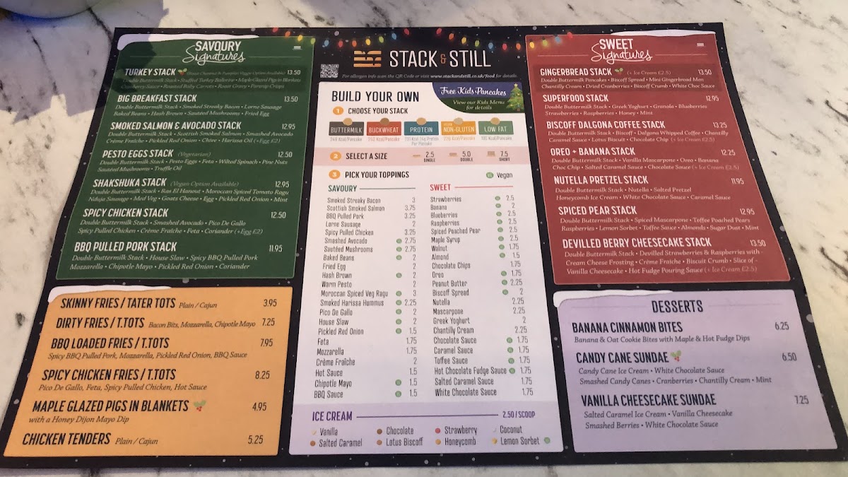 Stack & Still gluten-free menu