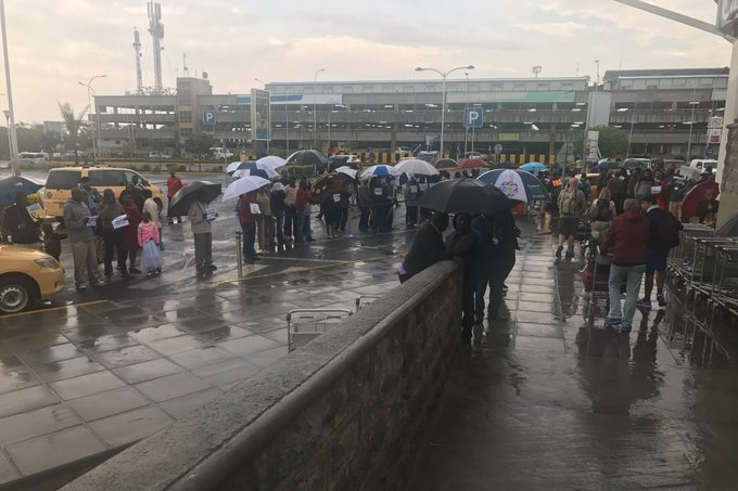 A 2017 photo of JKIA Terminal 1E International Arrivals during rains.