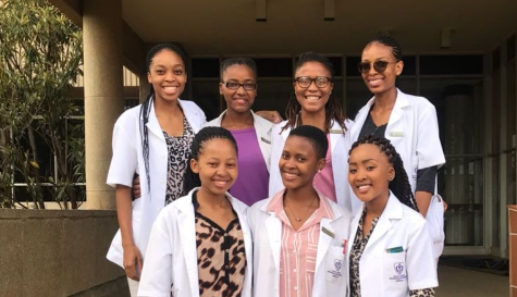 (Front) Moliehi Mareka, Mahlatse Mothiba, Tshepang Motete (Back): Thato Mosehle, Toni Motseoile, Lungile Mkhungo and Lijeng Lefosa have all qualified as doctors.