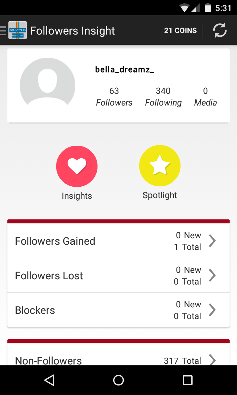 Android application Follower Insight for Instagram screenshort