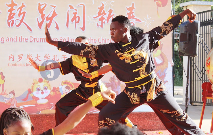 CIUON Kung Fu club perform at the University of Nairobi on February 7. 2024.