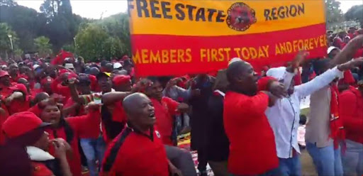 Members of Cosatu affiliate unions NUM, Sadtu and Nehawu chanted: "Zuma se moer, Zuma must fall, voetsek" at the May Day celebration.
