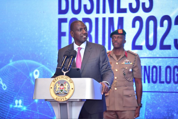 President William Ruto at the opening of the EU-Kenya Business Forum on February 21, 2023
