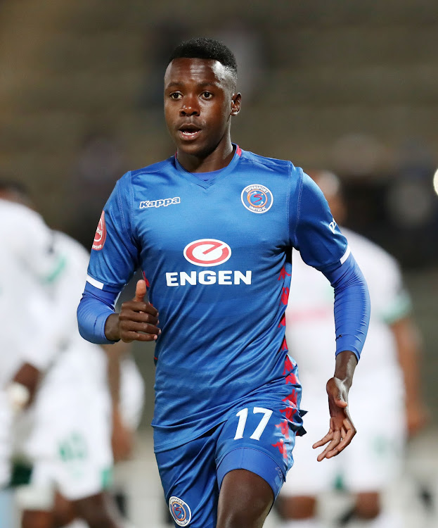 Ghampani Lungu of SuperSport United during the Absa Premiership 2018/19 match between Supersport United and AmaZulu at the Lucas Moripe Stadium, Atteridgeville on August 8 2018.
