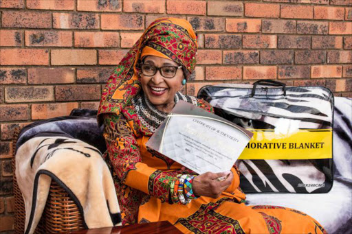 Winnie Madikizela-Mandela is helping sell blankets from China. Picture: SUPPLIED