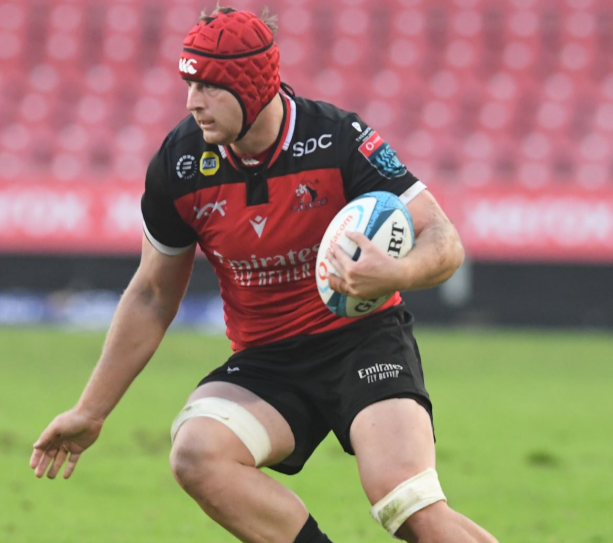 Francke Horn of the Lions on the move against Leinster last year. He will play his 50th game for the Lions against the same opposition at Ellis Park on Saturday.