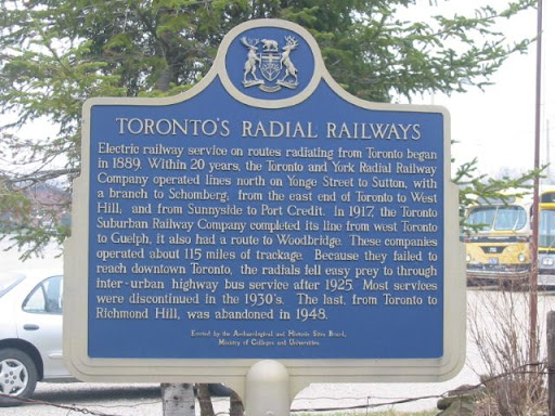 Electric railway service on routes radiating from Toronto began in 1889. Within 20 years, the Toronto and York Radial Railway Company operated lines north on Yonge Street to Sutton, with a branch...