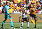 Ntsikelelo Nyauza of Orlando Pirates challenged by Leonardo Castro of Kaizer Chief cause a foul for an own goal during the Absa Premiership 2019/20 football match between Kaizer Chiefs and Orlando Pirates at Soccer City, Johannesburg on 09 November 2019.