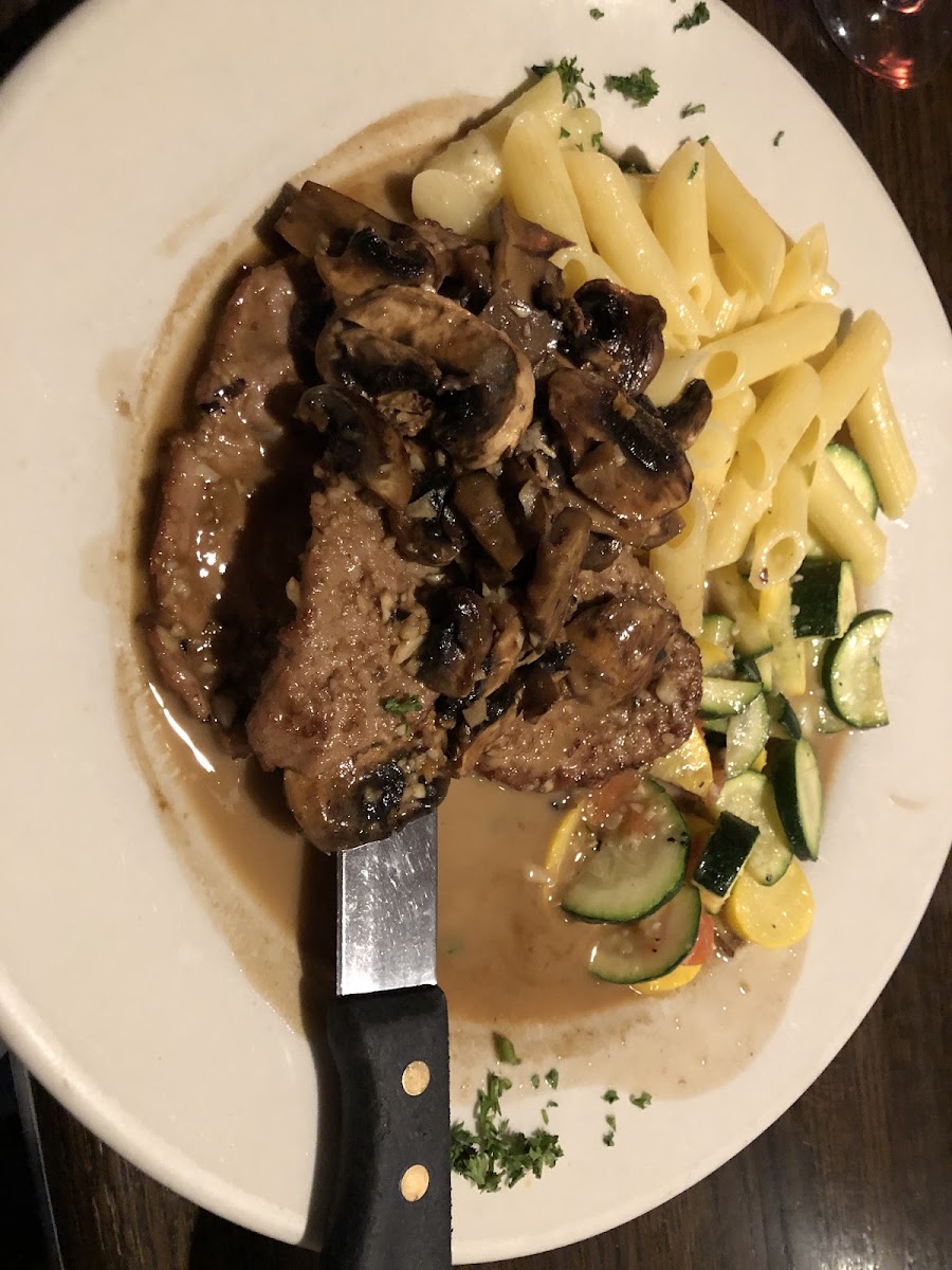 Veal marsala with GF penne