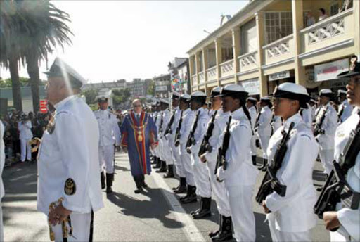Deputy mayor Ian Neilson took the salute during the parade at the SA Navy festival held in Simon’s Town at the weekend.