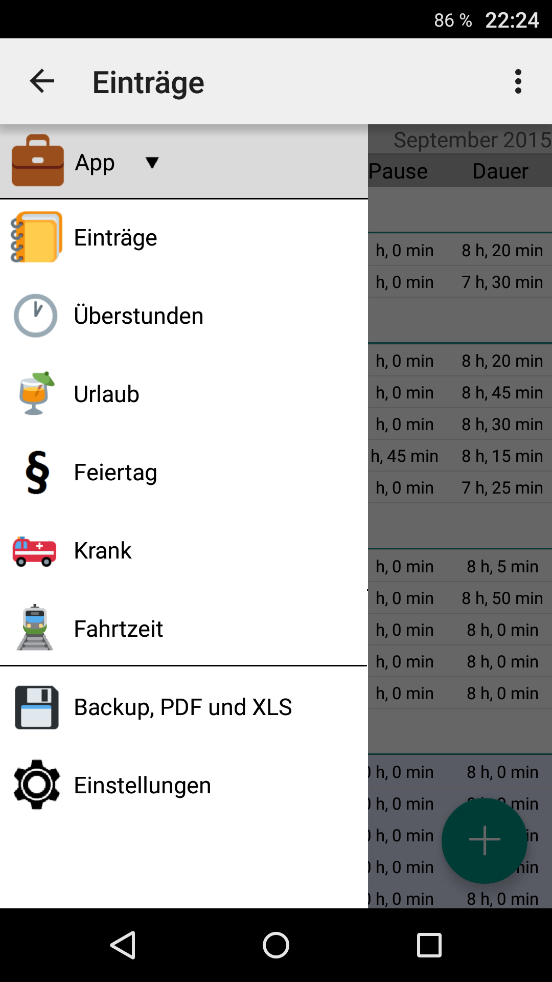 Android application TimeTracker screenshort